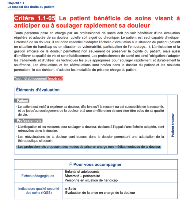 Critère de la Haute Autorité de Santé